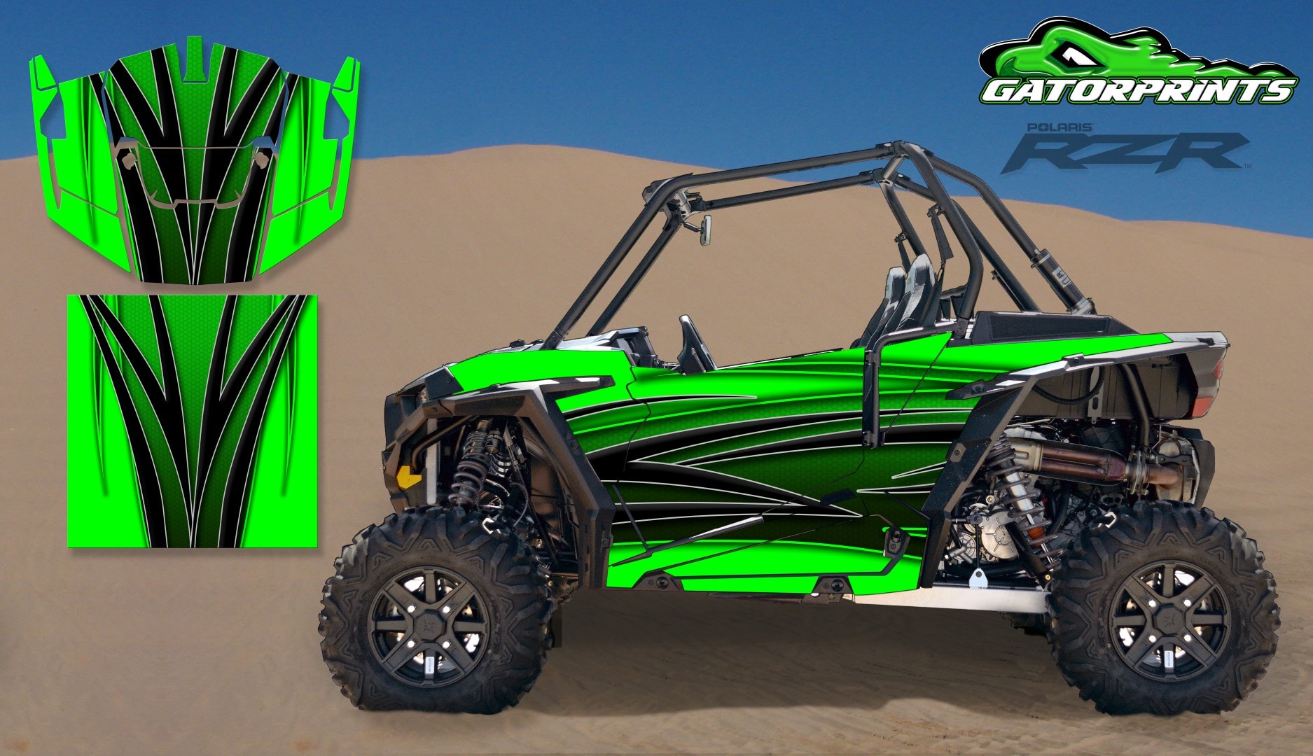 Green 2014 RZR XP2 1000 Custom Decal Kits – 2 Seater