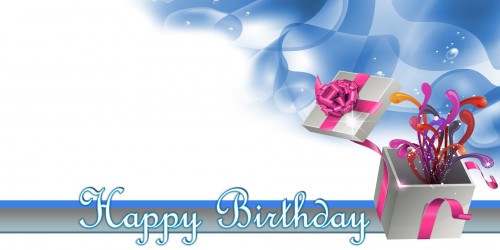 Happy Birthday Banner Blue Gift