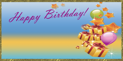 Happy Birthday Banner Gift Stars Gold