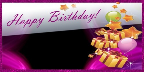 Happy Birthday Banner – Gift Stars Pink
