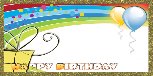 Happy Birthday Banner – Gold Rainbow