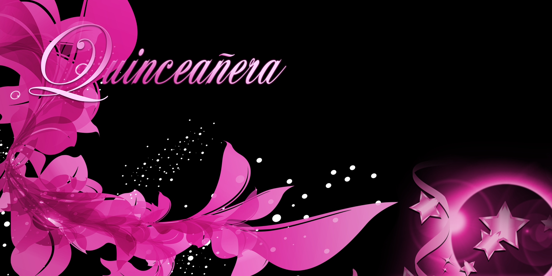 Quinceanera Banner – Flowers Pink