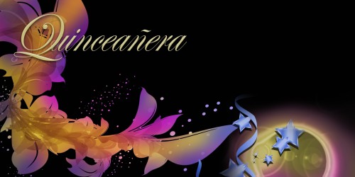 Quinceanera Banner - Flowers Orange