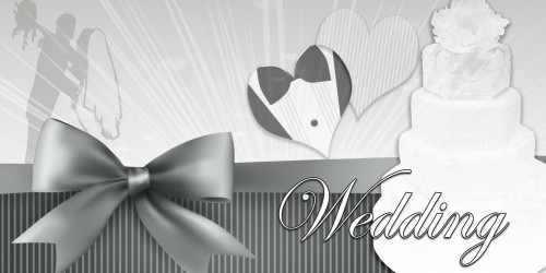 Wedding Banner - Cake Black White