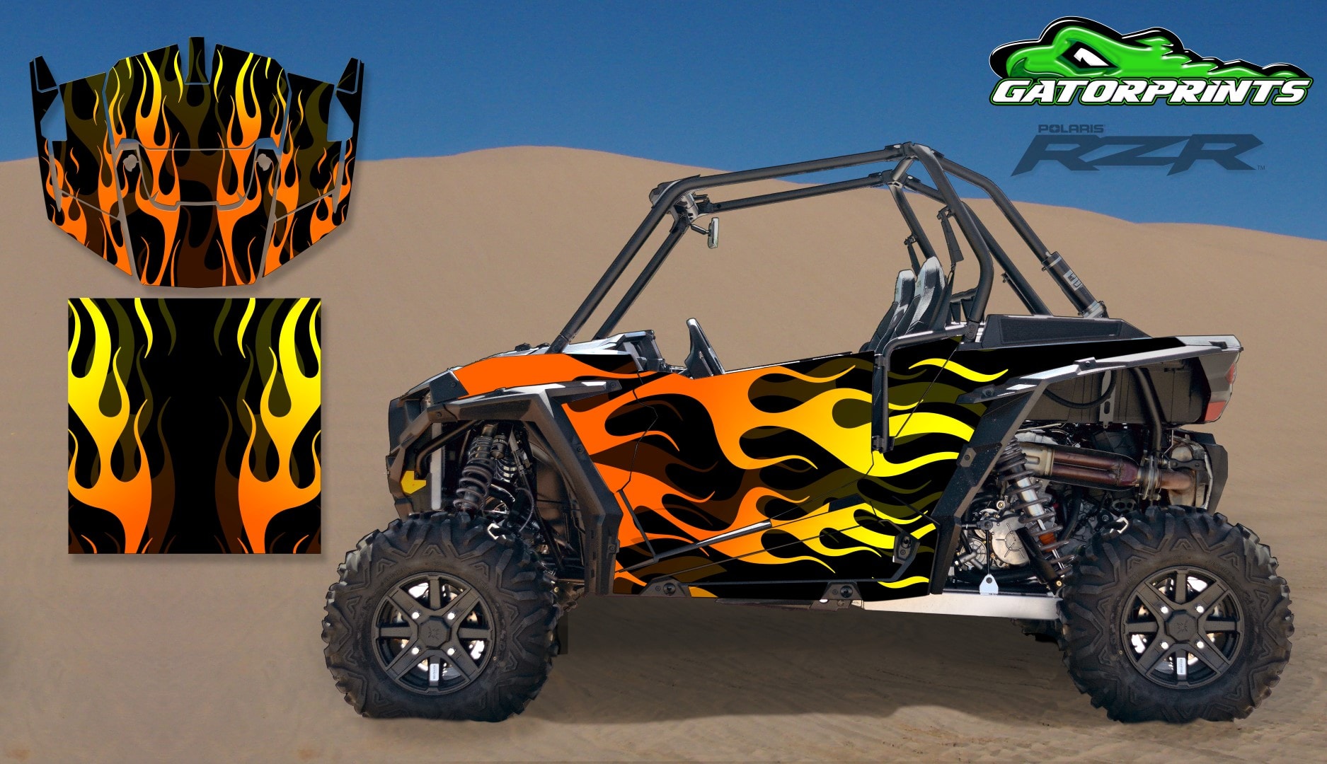 Flames 2014 RZR XP2 1000 Custom Decal Kits – 2 Seater