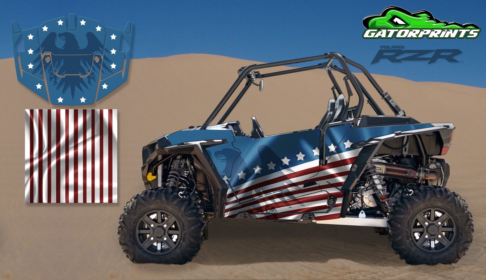 USA American Flag 2014 RZR XP2 1000 Custom Decal Kits – 2 Seater