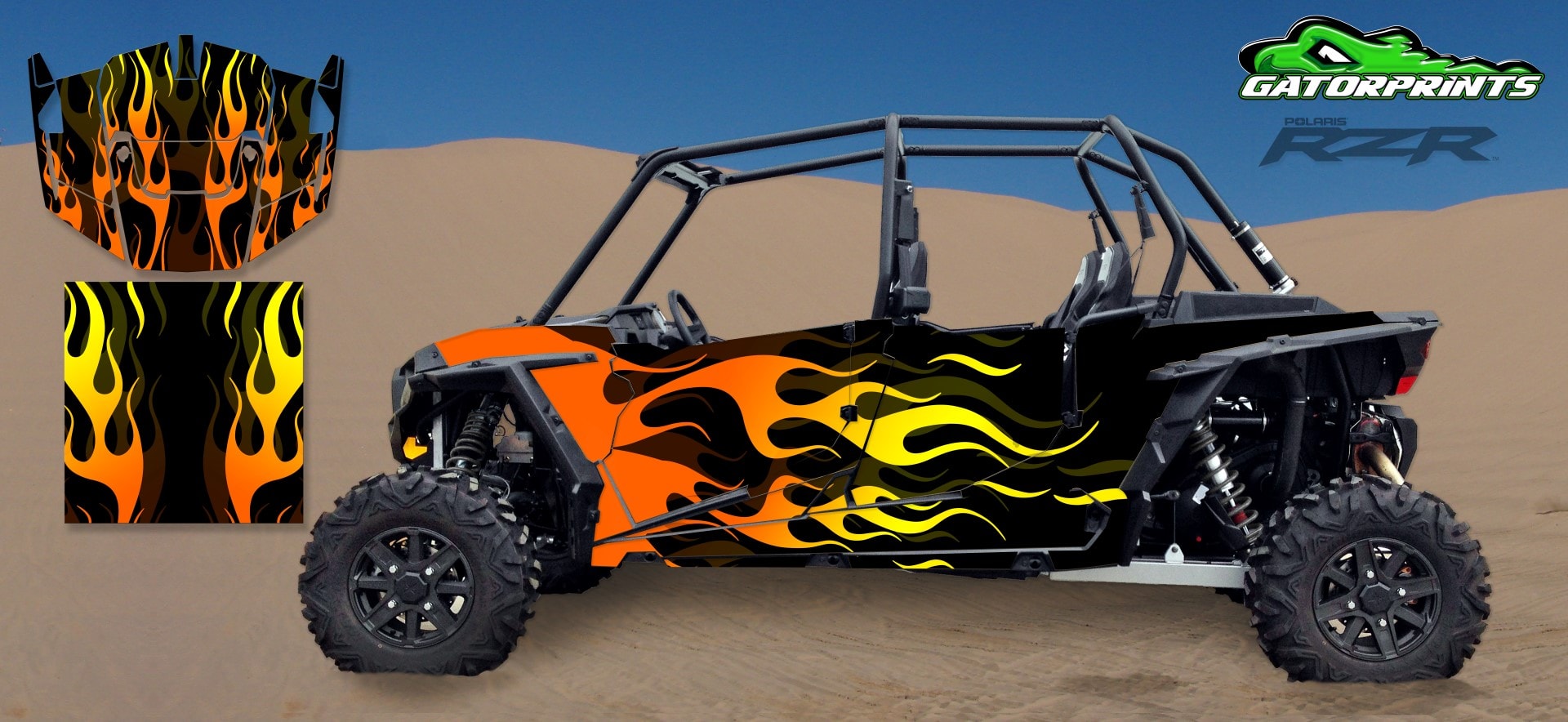 Flames 2014 RZR XP2 1000 Custom Decal Kits – 4 Seater