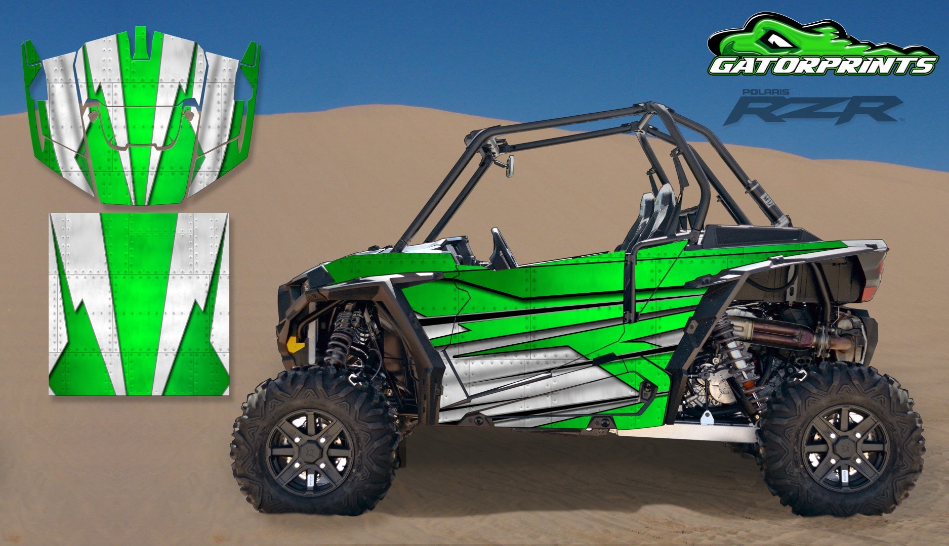 Green 2014 RZR XP2 1000 Custom Decal Kits – 2 Seater