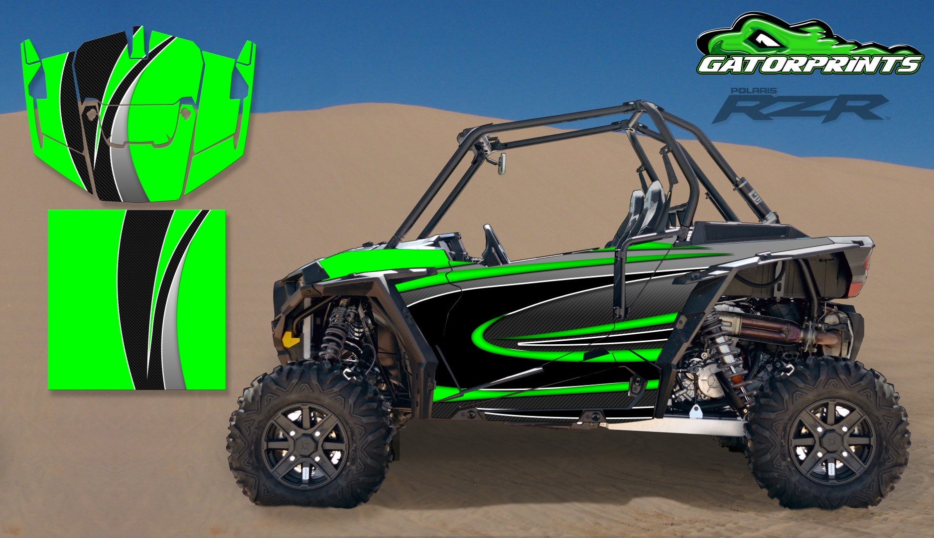 Green 2014 RZR XP2 1000 Custom Decal Kits – 2 Seater