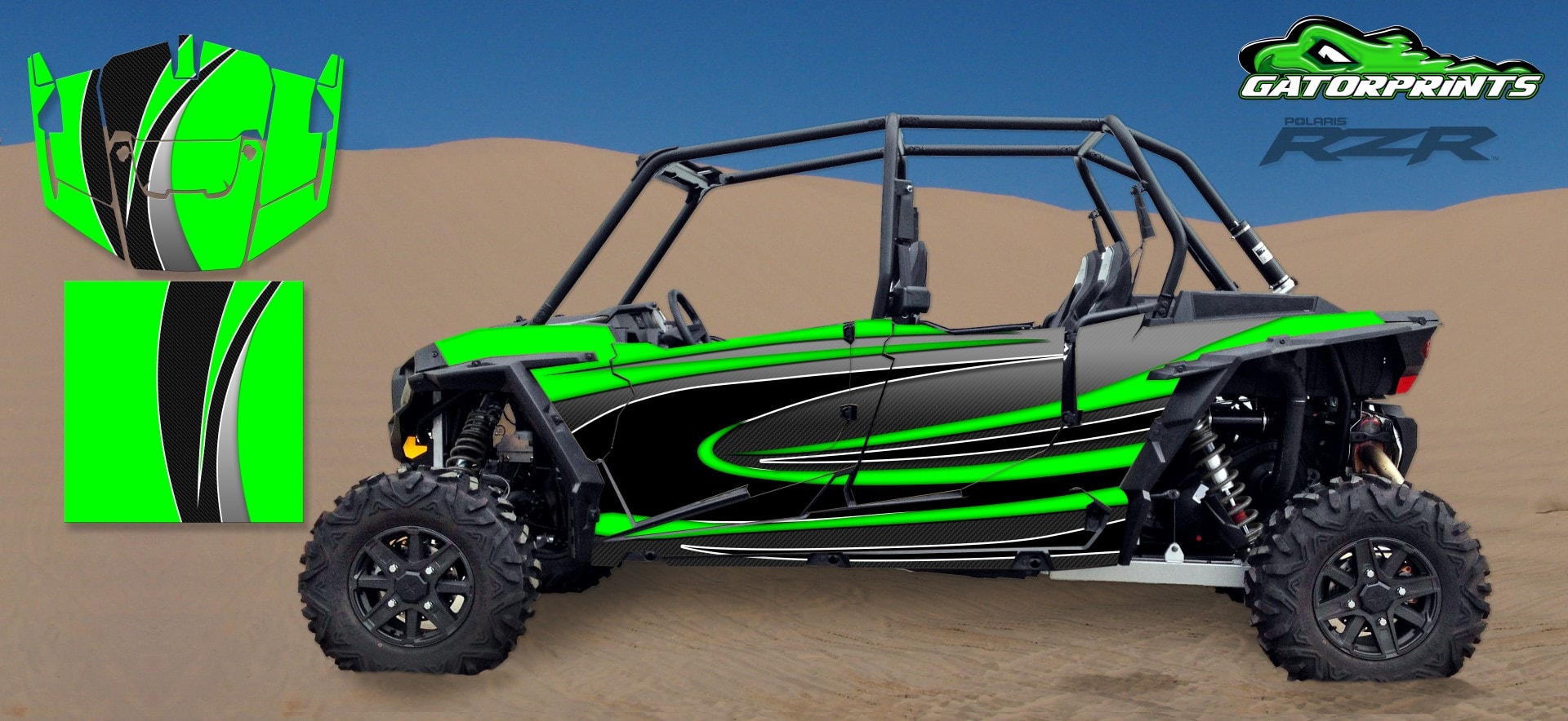 Green 2014 RZR XP2 1000 Custom Decal Kits – 4 Seater