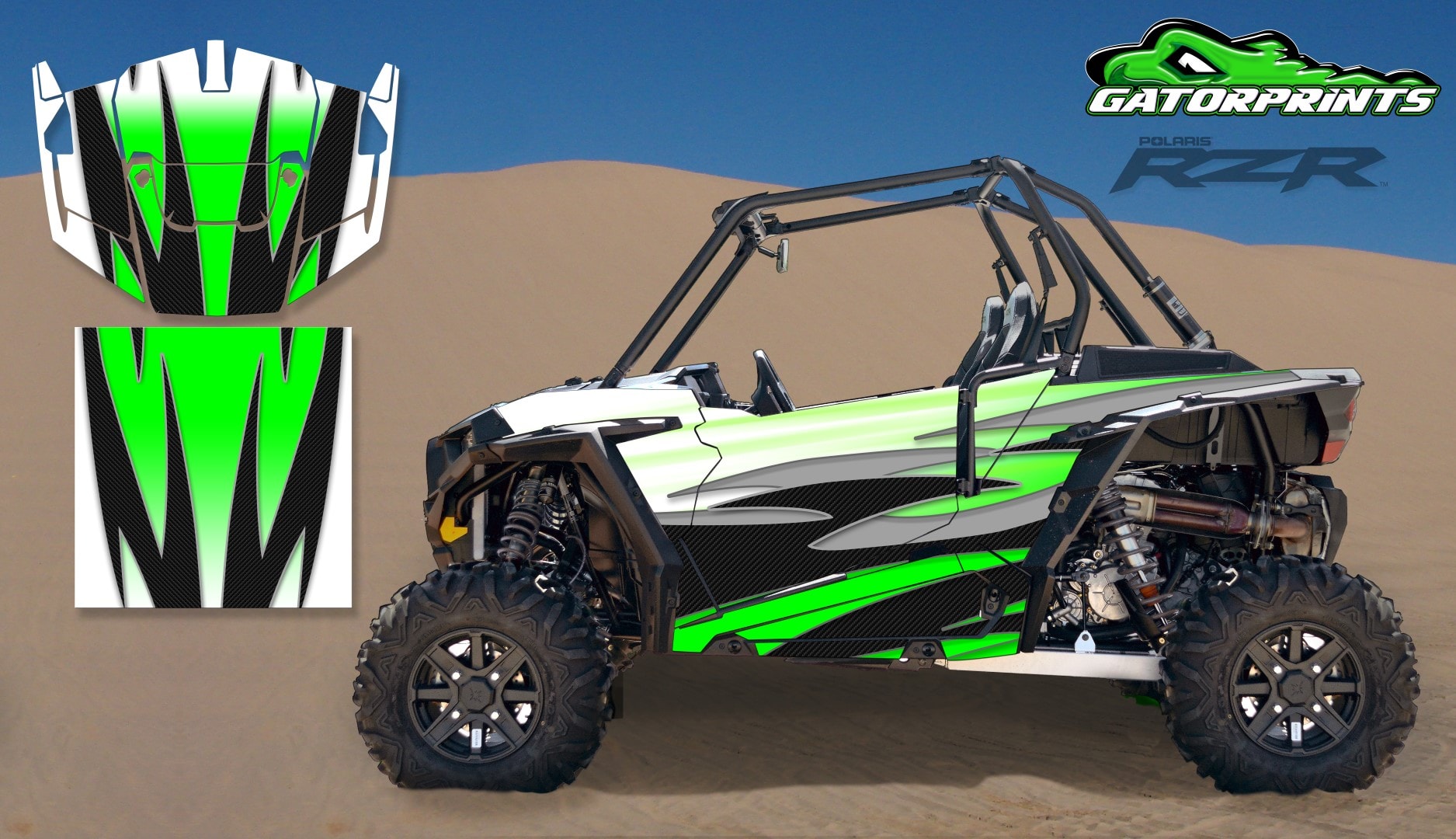 Green 2014 RZR XP2 1000 Custom Decal Kits – 2 Seater