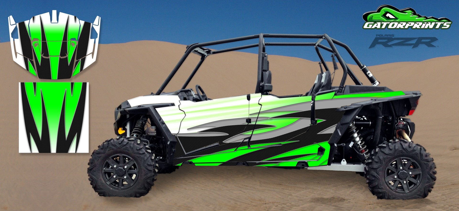 Green 2014 RZR XP2 1000 Custom Decal Kits – 4 Seater