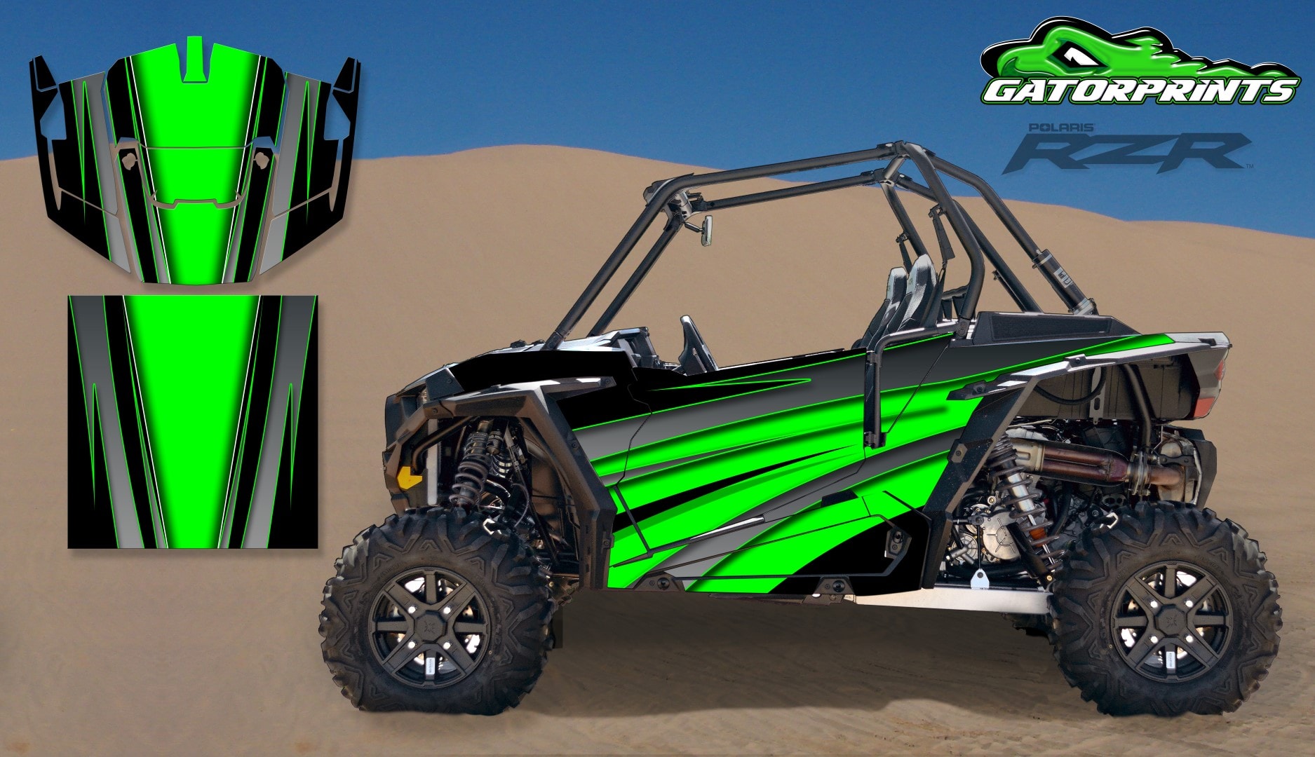 Green 2014 RZR XP2 1000 Custom Decal Kits – 2 Seater