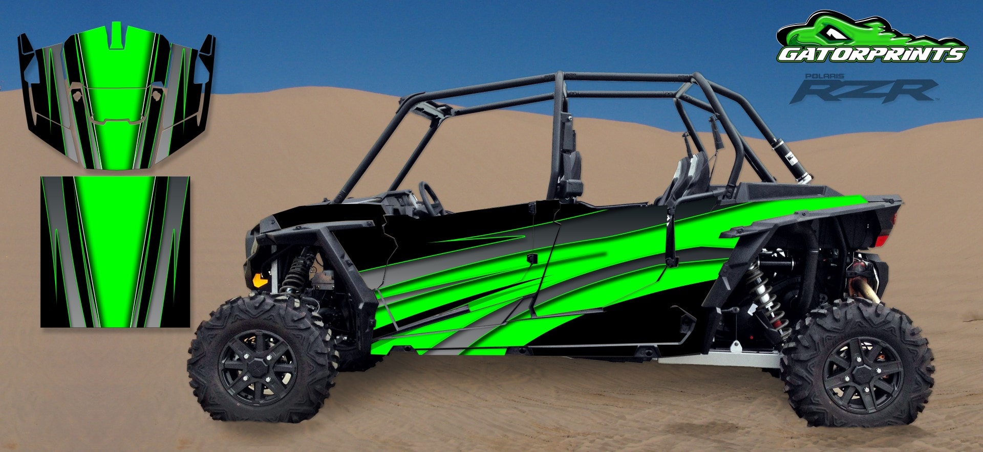 Green 2014 RZR XP2 1000 Custom Decal Kits – 4 Seater