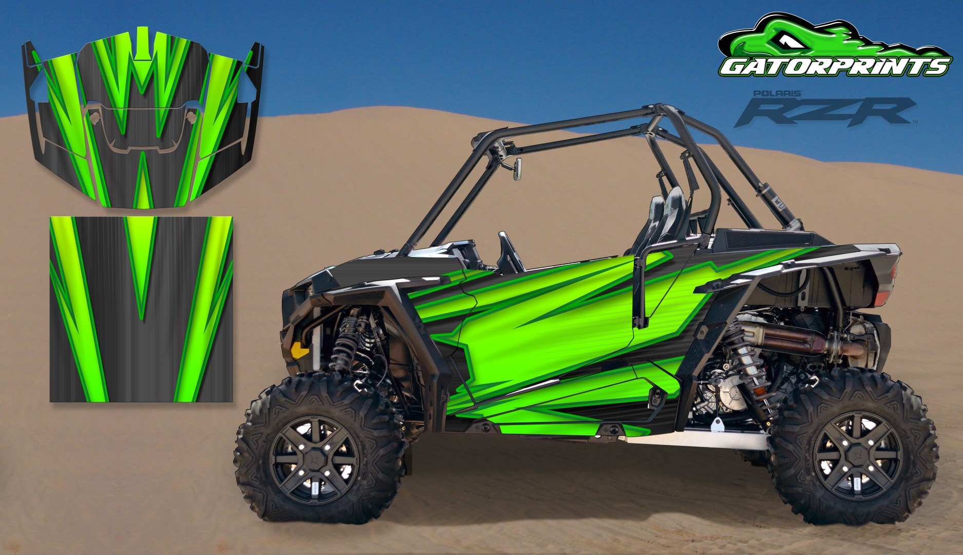 Green 2014 RZR XP2 1000 Custom Decal Kits – 2 Seater