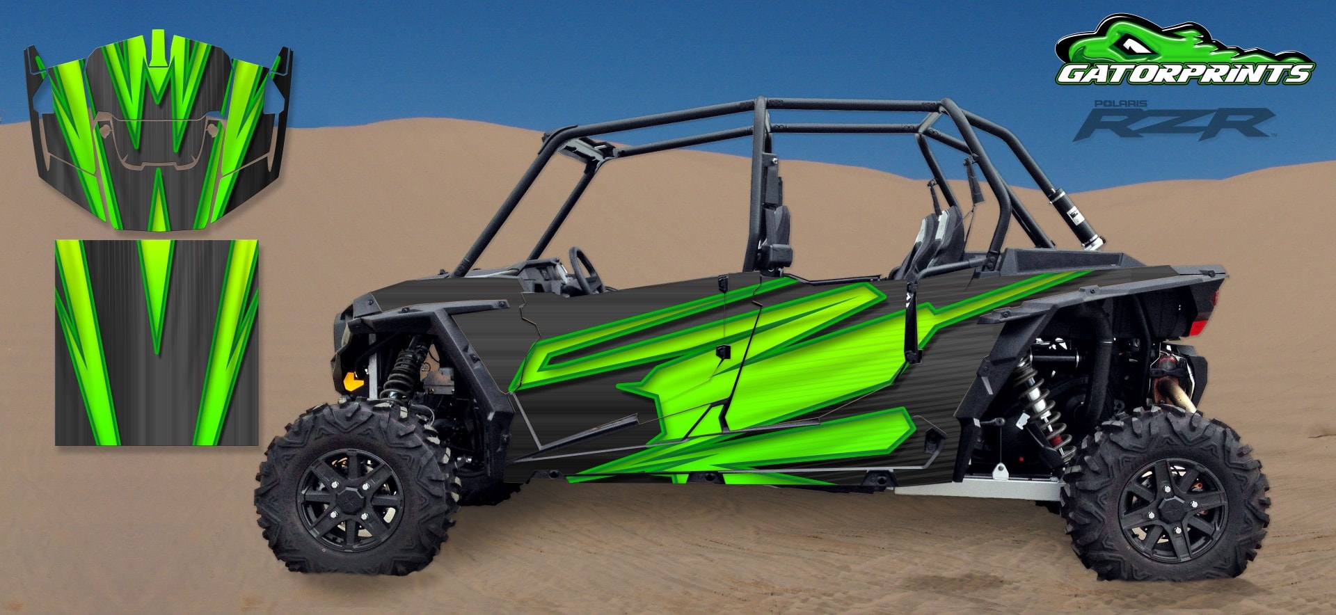 Green 2014 RZR XP2 1000 Custom Decal Kits – 4 Seater