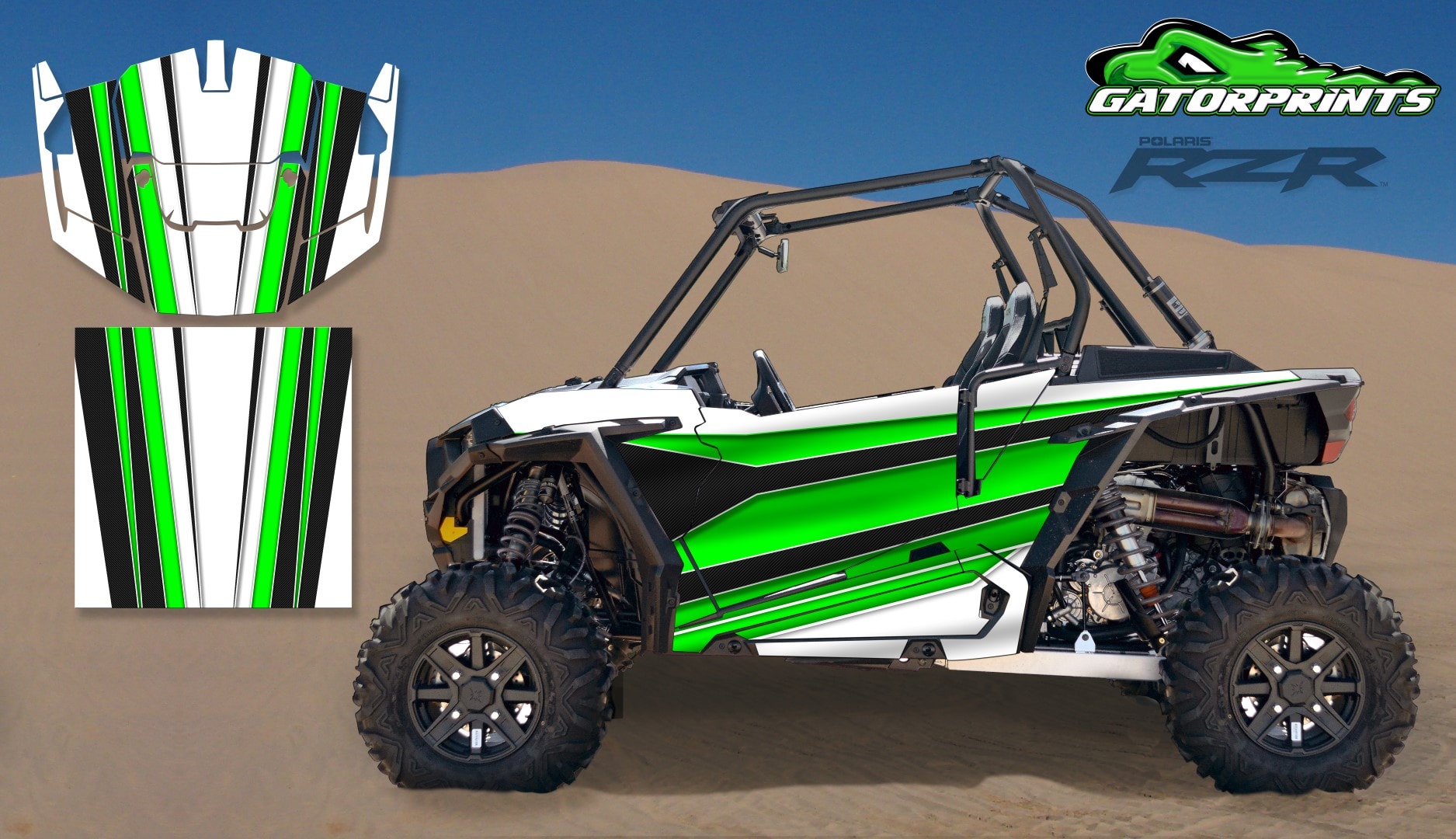 Green 2014 RZR XP2 1000 Custom Decal Kits – 2 Seater