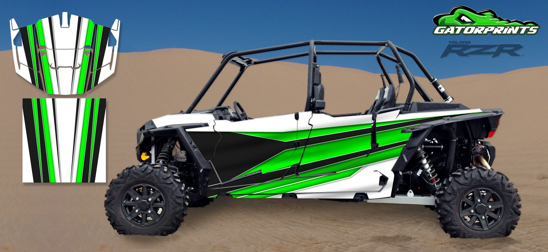 Green 2014 RZR XP2 1000 Custom Decal Kits – 4 Seater