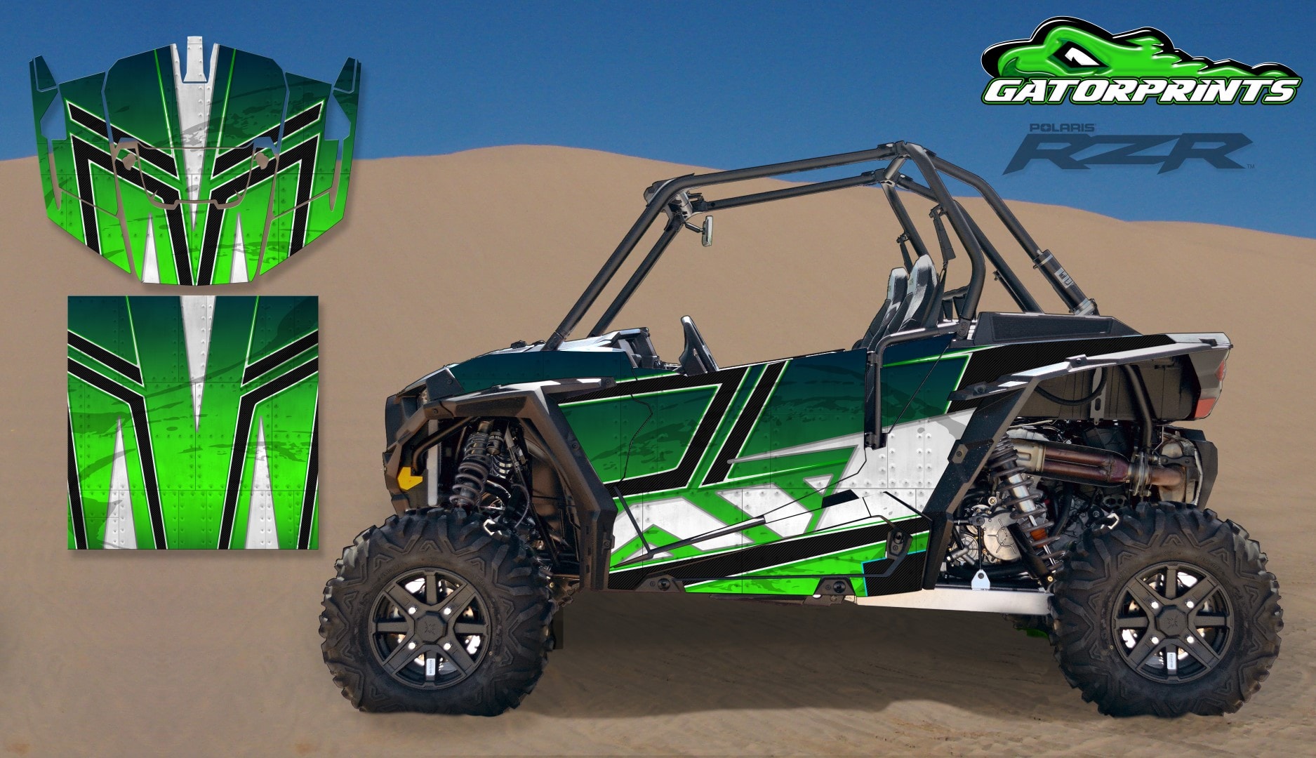 Green 2014 RZR XP2 1000 Custom Decal Kits – 2 Seater