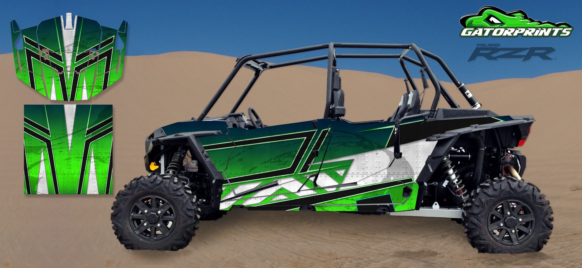 Green 2014 RZR XP2 1000 Custom Decal Kits – 4 Seater