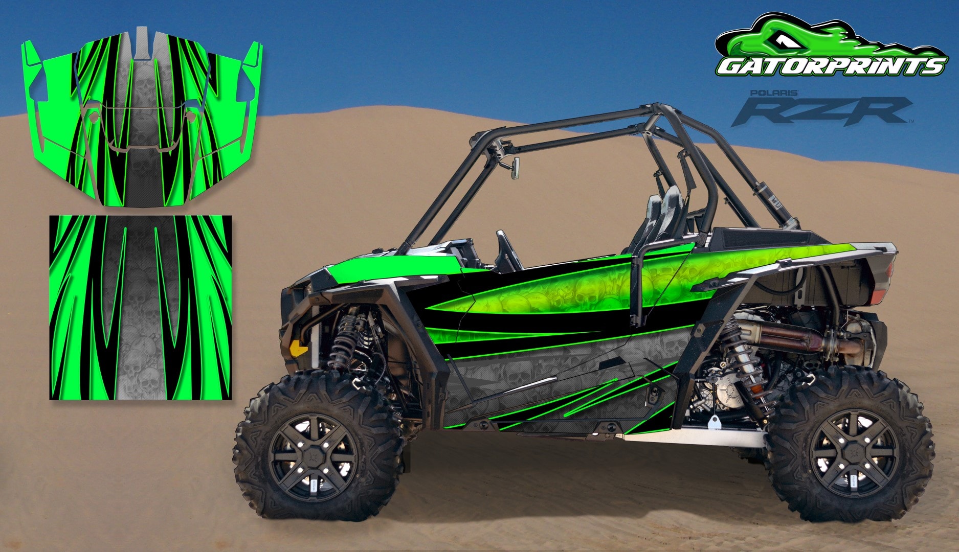 Green 2014 RZR XP2 1000 Custom Decal Kits – 2 Seater