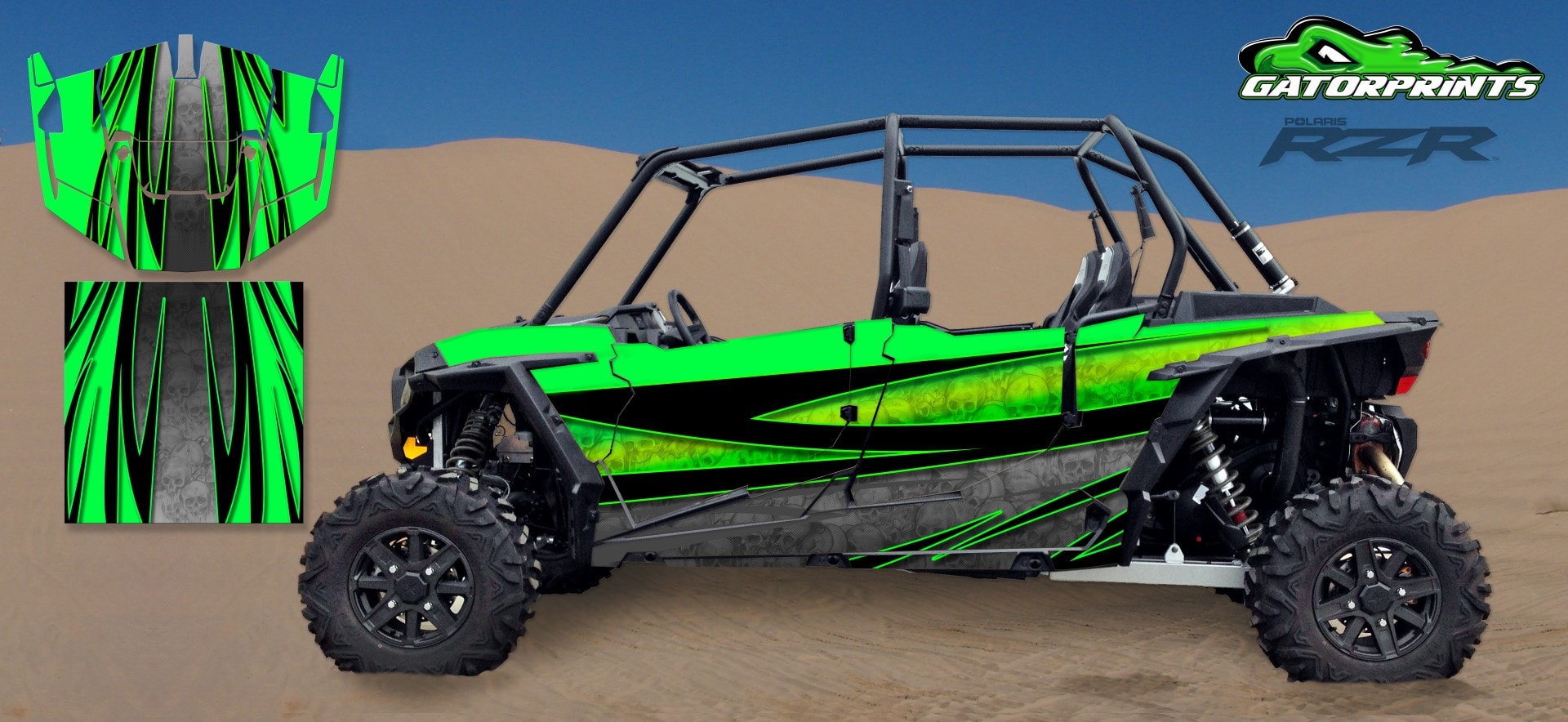 Green 2014 RZR XP2 1000 Custom Decal Kits – 4 Seater